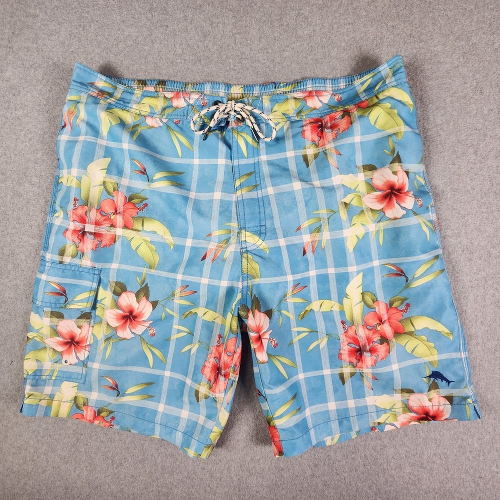 Tommy Bahama Relax Swim Shorts Mens‎ XL 38x9 Blue Floral Tropical Lined Pockets